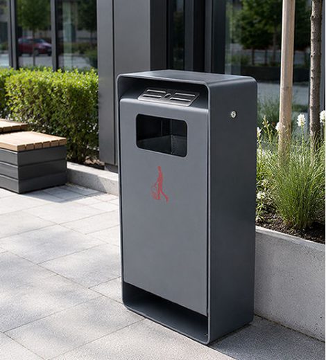 DUO típusú egytartályos hulladékgyűjtő csikktartóval (32 L, 50 L, 80 L)